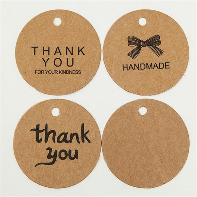 

100pcs/lot Kraft Paper Thank You Tag 4cm Round Wishing Bottle Card Hang Gift Tags Crafts Wedding Decoration DIY Party Supplies