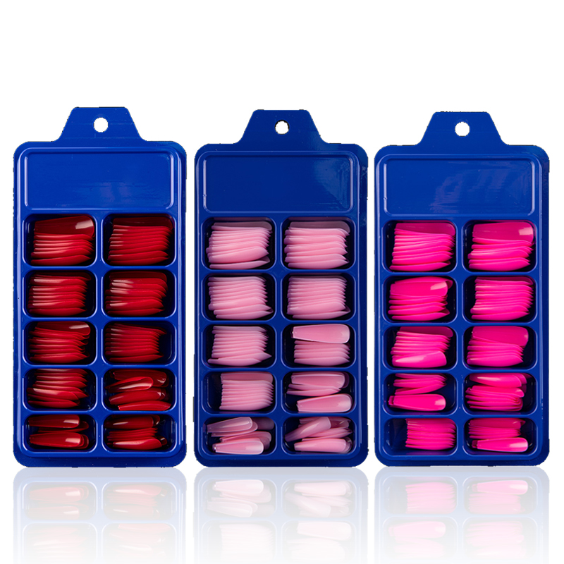 

100pcs Solid Color Plastic Shiny High-Hard Holiday Nails Ballerina Simple Pointed Fake Nail Extension Press on Nails Manicure, 0744-07-100pcs