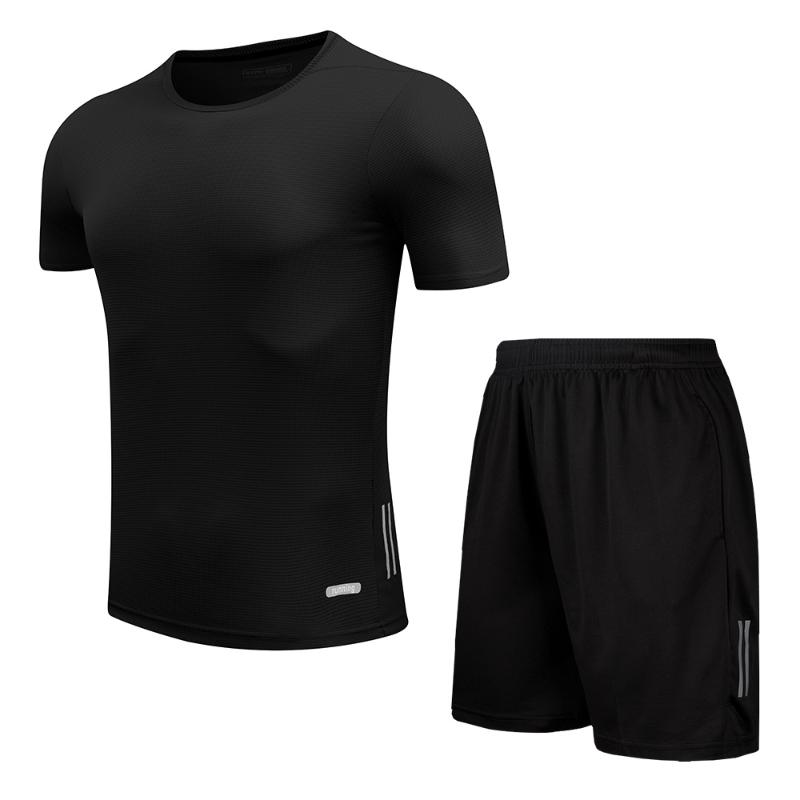 

Men's sportswear suit men's sports shirt running shorts 2 pieces of fitness clothes fitness football sports t-shirt set
