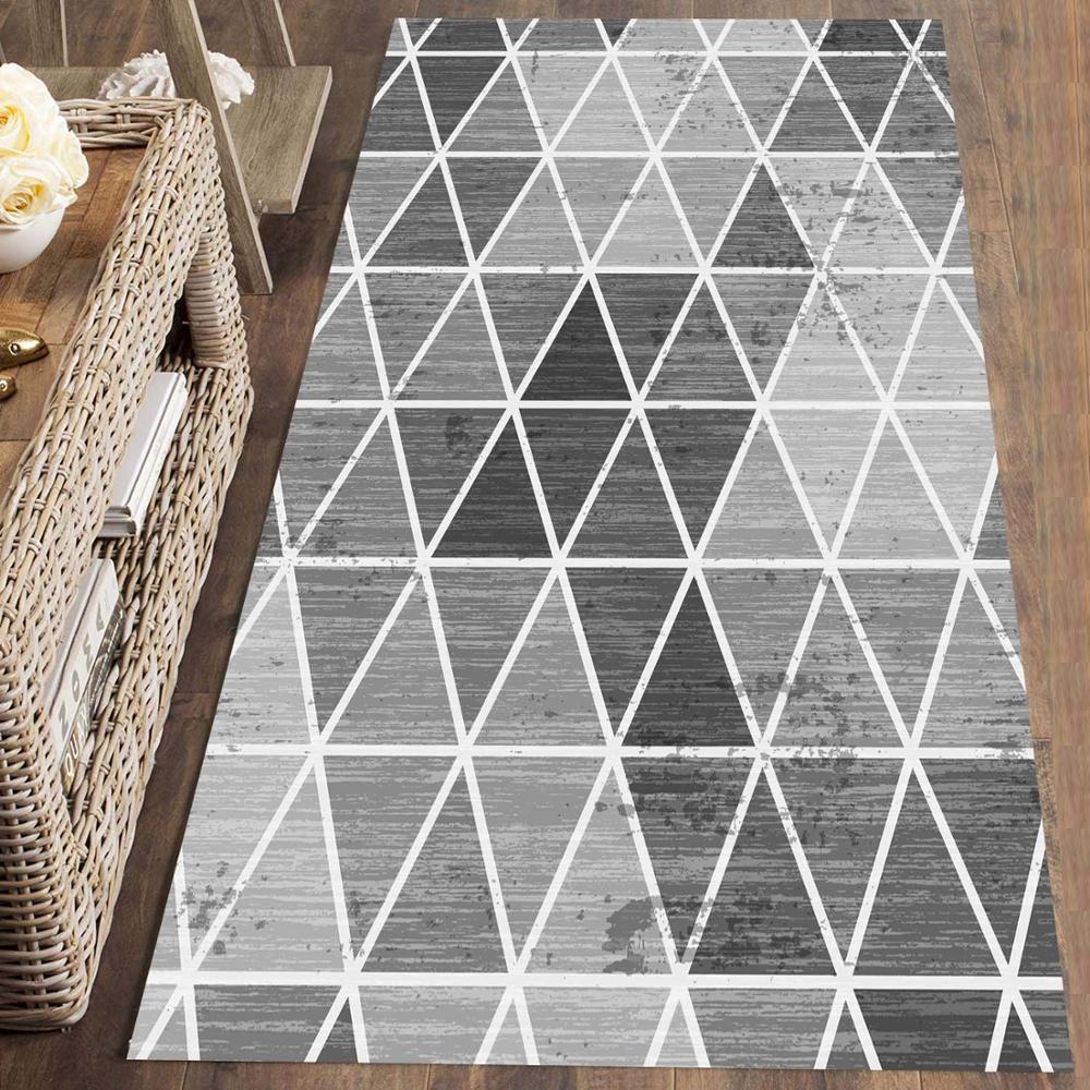 

Else Gray Triangles Geometric Nordec Scandinav 3d Print Non Slip Microfiber Washable Runner Mats Floor Mat Rugs Hallway Carpets, As pic