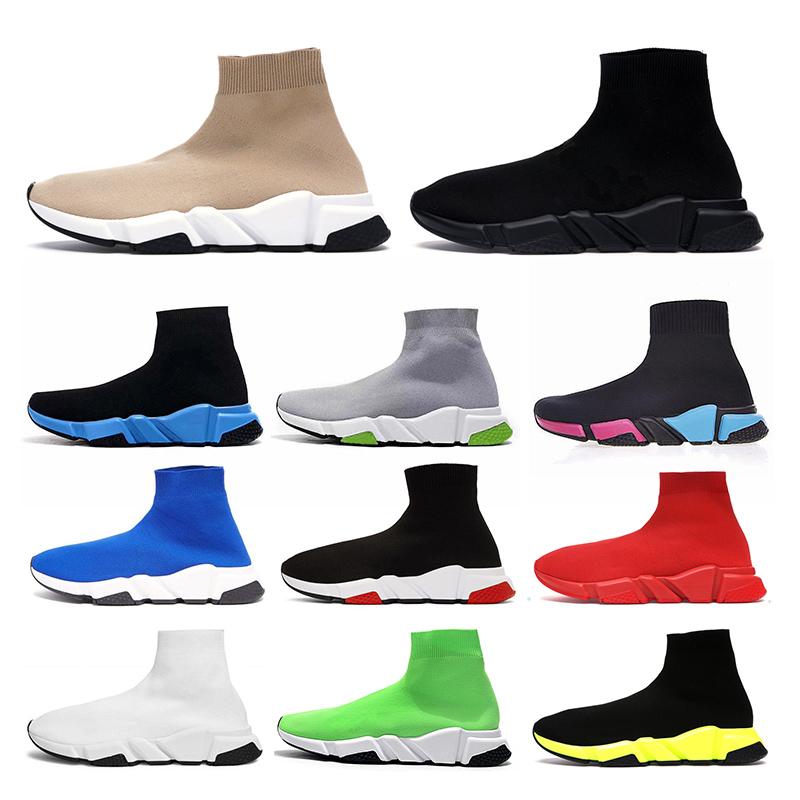 2020 Designer Sock Chaussures de sport Speed Trainer Luxe Femmes Hommes Chaussures de course Tripler Tan Vintage Baskets Chaussettes Bottes Plate