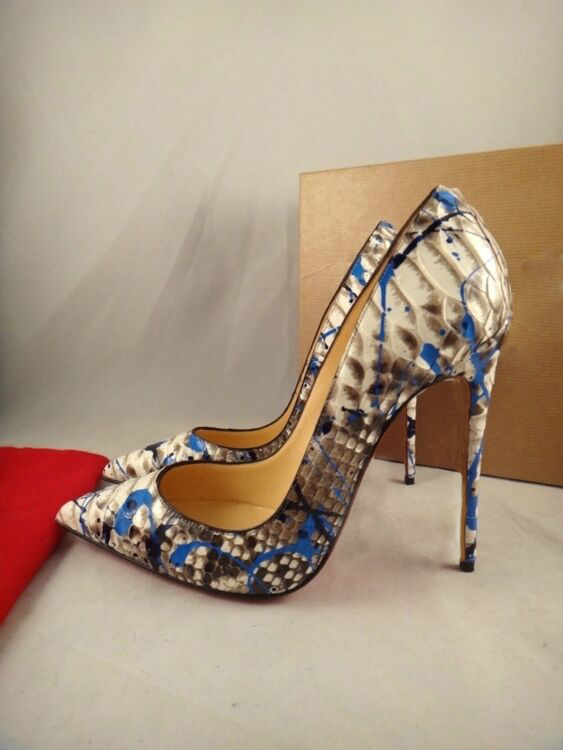 

Hot Sale-So Kate Styles High Heels Shoes New Red Bottom Nude Color Genuine Leather Point Toe Pumps Rubber Wedding Shoes, Grey/blue