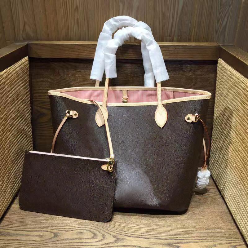 

Top Brand real Leather Women Classic bags Designer Totes Wallets for Womens Genuine Leather Chain Bag Shoulder Bag Handbag size MM GM, Brown grid/pink inside