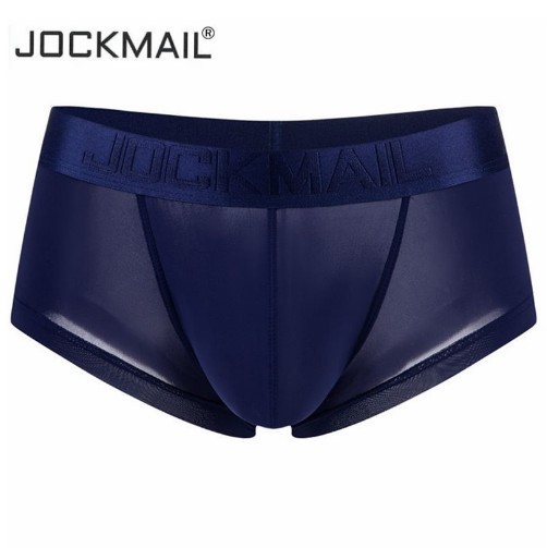 

7Colors JOCKMAIL Ultra-thin Ice Sexy Underwear Men Boxers Solid Convex Mens Underpants Short Panties Slip Homme Cueca Gay Male Boxers, Navy