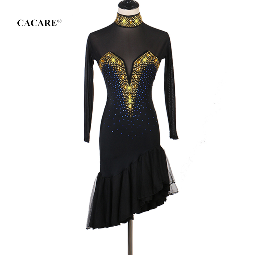 

Latin Dance Dress Women CHEAP Sale D0025 Salsa Dance Wear Lyrical Dance Costumes with Tassels Red Fluffy Hem Rhinestones, Black