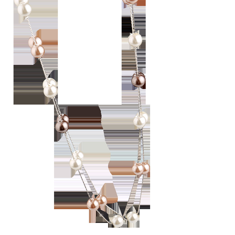 

Wholesale- designer luxury classic style elegant beatutiful colorful pearl multi layer long sweater statement necklace for woman