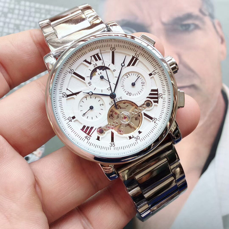 

Top men rose gold watch Full Stainless Steel band Mechanical Automatic Movement Moon Phase mens watches for men's gift