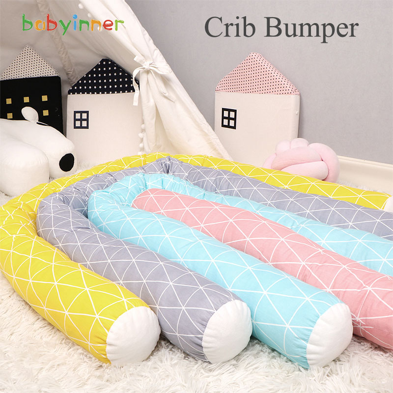 

Baby Inner 2m Baby Bed Bumper Cotton Crib Protector Cot Fence Baby's Anti-collision Strip Pillow Bedside Soft Bag Protection, Yellow