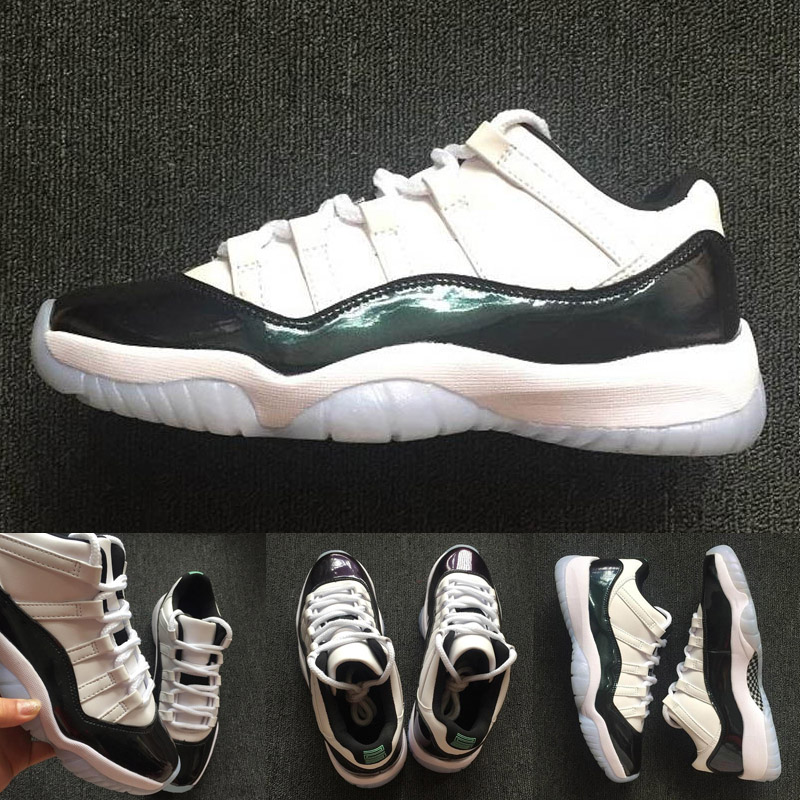 

2019 Newest Jumpman 11 OG Emerald low cut Easter green white men Outdoor shoes 11s XI shoe US 5.5-13, As shown 1
