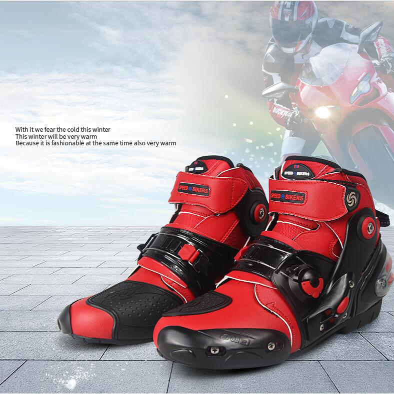 

Summer motorcycle riding shoes male short style crash proof breathable four seasons racing boots motorcycle boots cross-country shoes, Red