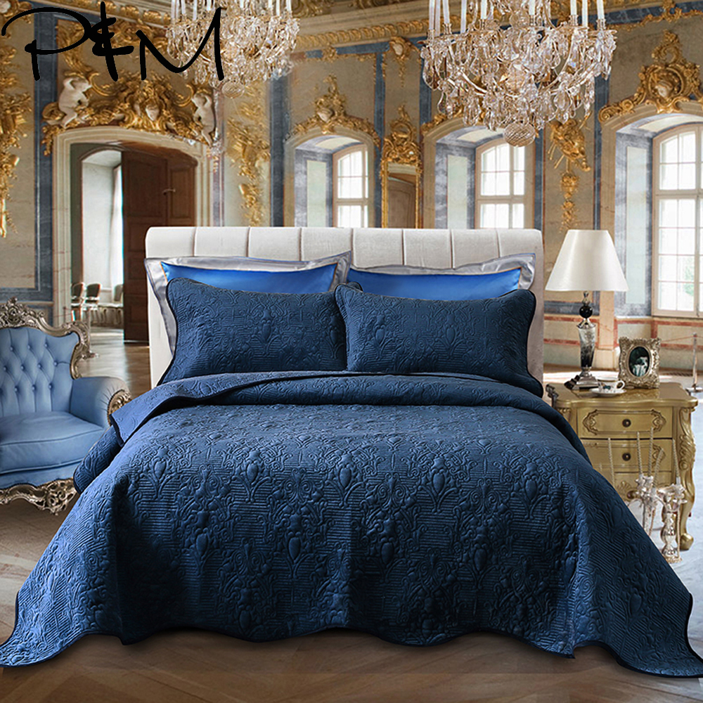 

Papa&Mima Navy blue Soft Sleeping Bed cover Pillowcases 3pcs Mattress Cover Sheets Set Queen King Size Fleece Fabric, 20185299
