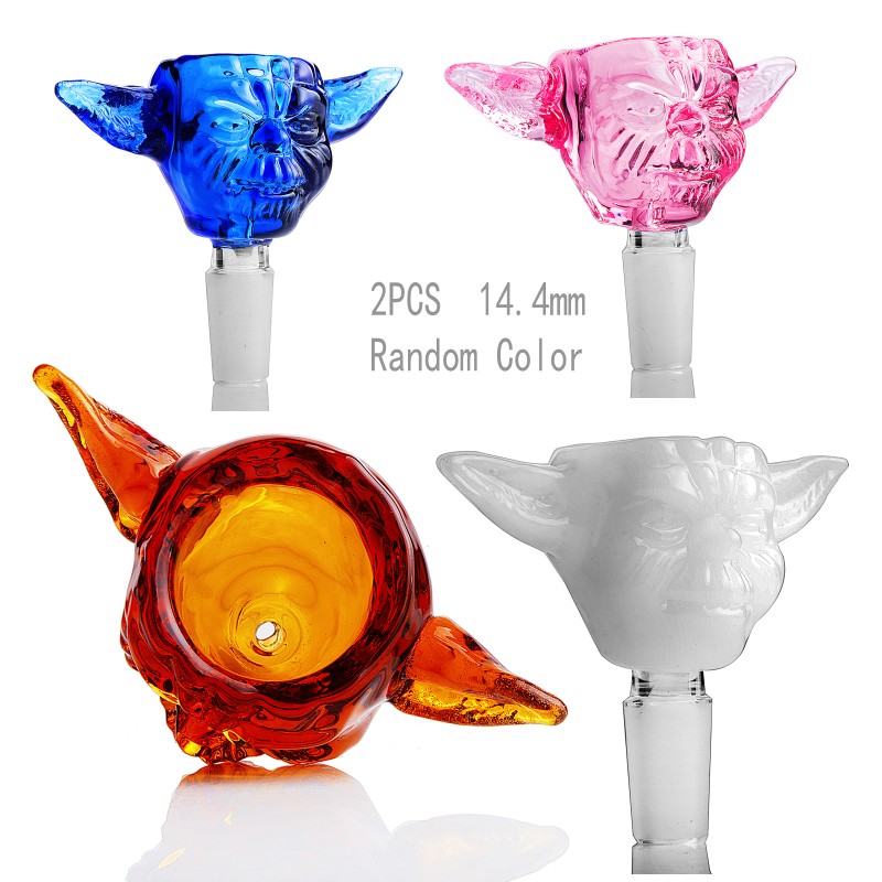 

2PCS Cute Thick Glass Animal Bowl Male Green Blue Herb Tobacco Bong Bowls for Glass Water Pipes Bongs Smoking Accesspries 14mm Cheap