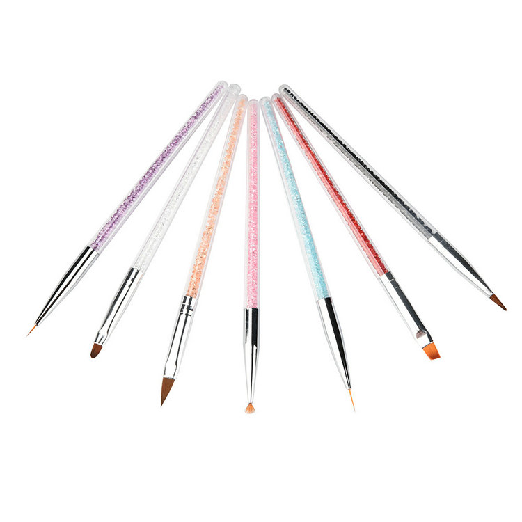 

7pcs/bag Nail Brushes Nail Art UV Gel Polish Design Dot Painting Detailing Pen Brushes Tools 1 bag wholesale Factory direct sale, Yellow