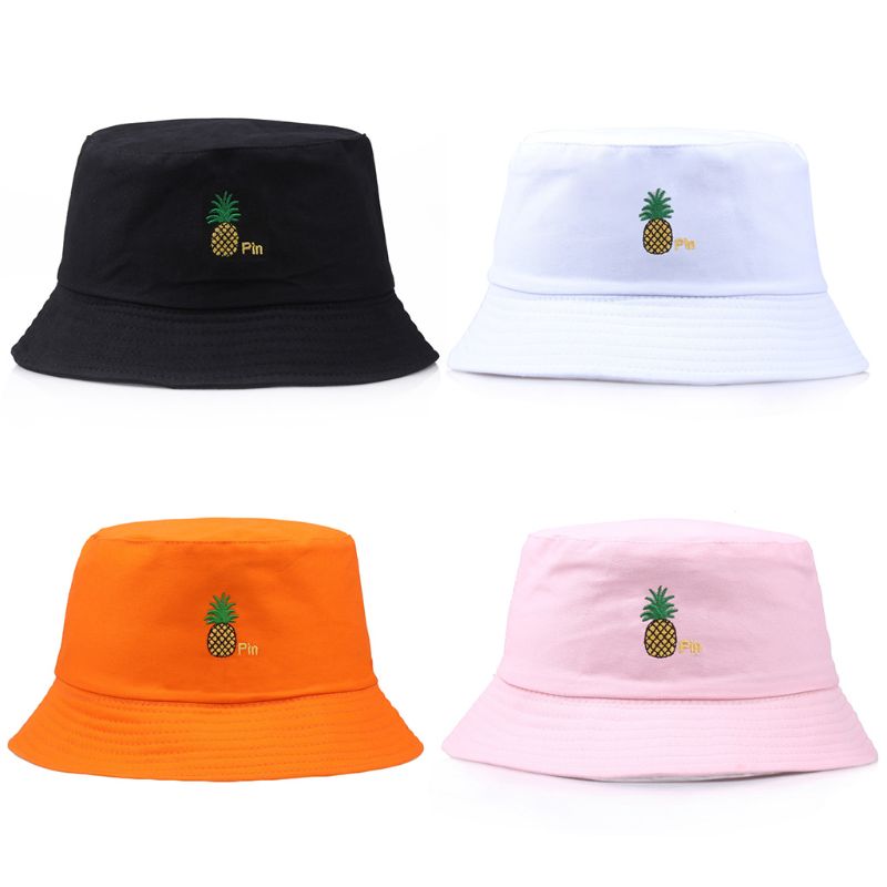 

Women Men Spring Reversible Bucket Hat Cute Pineapple Embroidered Hip Hop Wide Brim Sun Protection Packable Fisherman Cap, Pink