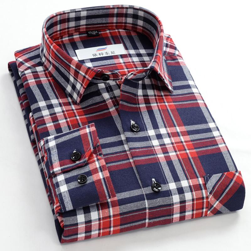 

New Autumn Fashion Brand Men Clothes Slim Fit Men Long Sleeve Shirts Plaid Cotton Casual Shirt Social Plus Size 50CS022, 526plaid