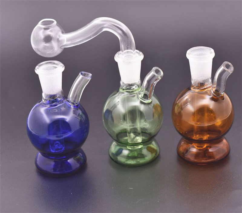 

Portable Mini Oil Burner Bong Small Glass Bongs Hand Bubbler AshCatcher Smoking Water Pipes Dab Rig with 10mm Glass Oil Burner Pipe and Hose
