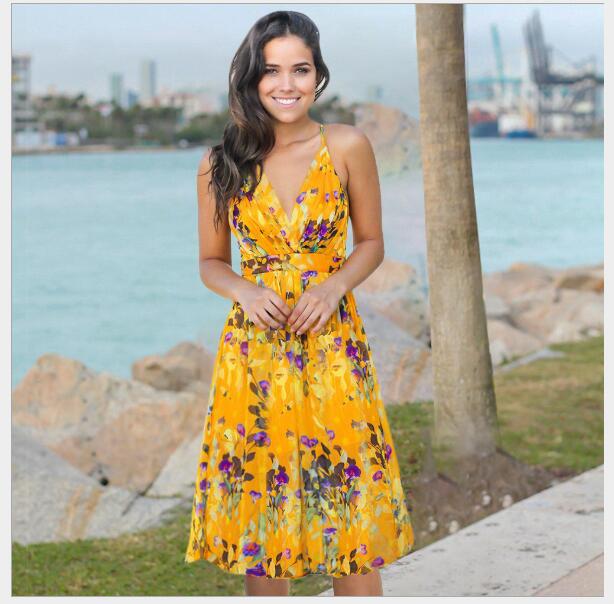 

682 Women's Jumpsuits,Casual Dresses, Rompers skirt floral dress with sleeveless dresses nuevo estilo vestido para chicas mujeres wt19, As pic