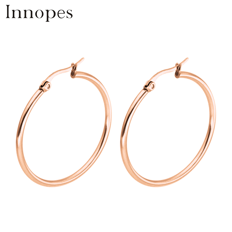 

Hoop & Huggie Innopes Women Exaggerated Big Earrings Fashion Titanium Steel Round Stainless