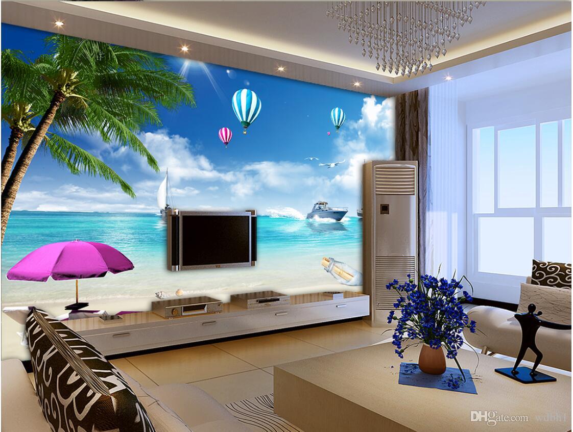 

3d wallpaper Interior decoration Custom wall Seaside coconut tree, oil tanker, landscape mural murals wallpaper for walls 3 d, Picture shows
