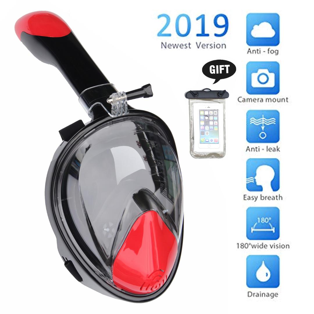 

2019 Snorkeling Mask Set Full Face Diving Mask Anti-Fog Free Breathing 180 Panoramic Wide View Scuba Swmiming