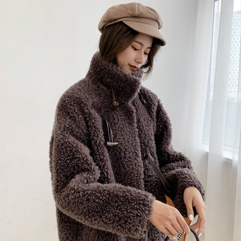 

Real Fur Coat Women Clothes 2019 100% Wool Jacket Korean Sheep Shearing Parka Real Fur Women Autumn Winter Coat 9218 YY2250, Beige