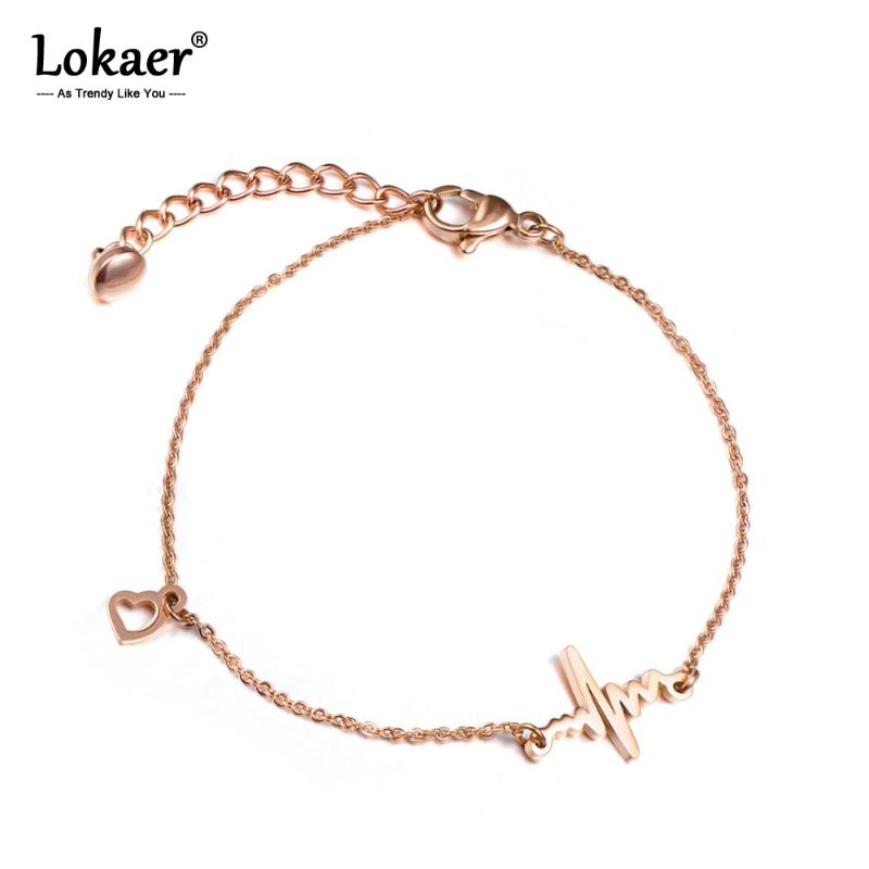Stainless Steel Trendy Love Heart Drops Glossy Bead Charm Bracelet for Women/&Girls