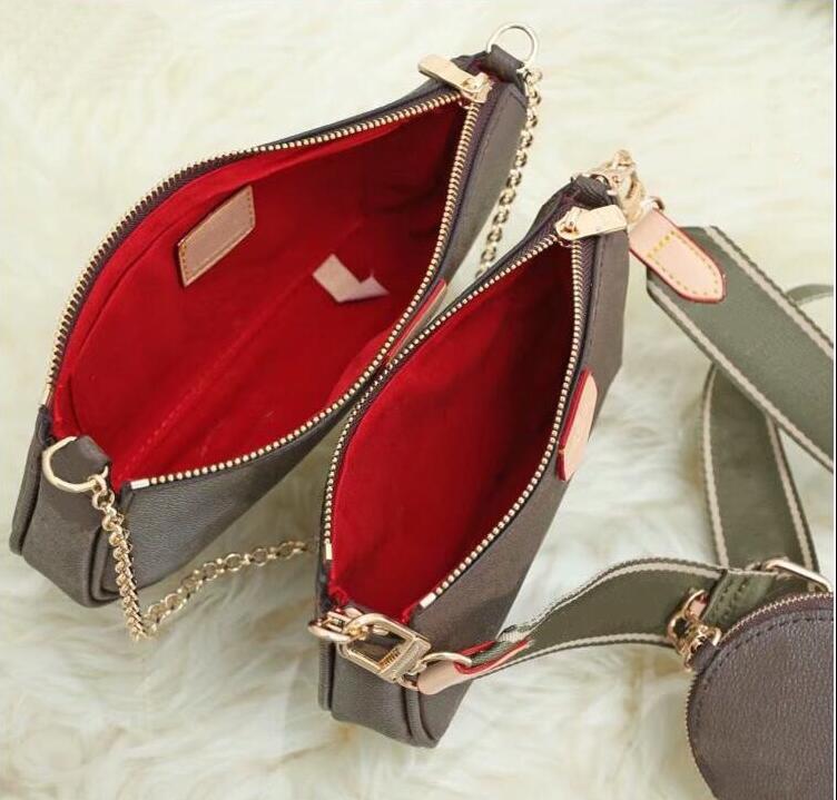 

designer luxury handbags purses Women favorite mini pochette 3pcs accessories crossbody bag vintag shoulder bags leather Green belt straps