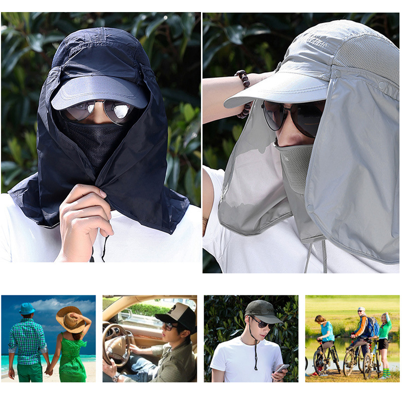 

New Design Unisex 360°Outdoor UV Protection Ear Flap Neck Cover Sun Hat Cap Fishing Hunting Hiking Caps, Khaki