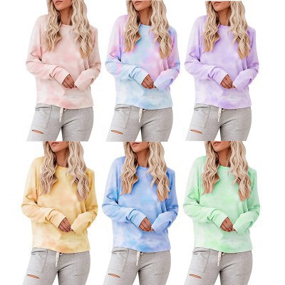 

Women Tie Dye Hoodie Sweatshirts Autumn Long Sleeve Plus Size Ladies Pullovers Winter Casual Loose Shirt Streetwear, Gradient rainbow