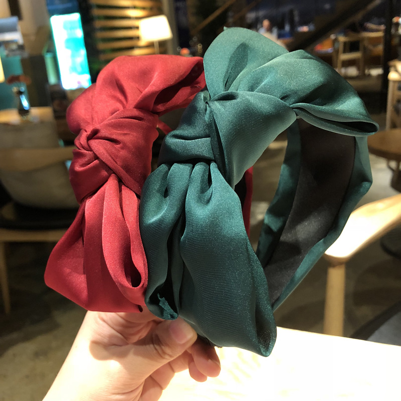

New Hair Accessories Cross Knot Woman Hair Hoop Solid Color Chiffon Headband Bow Band