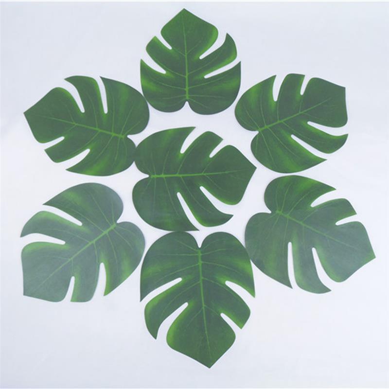

12pcs Hawaiian Party Decorations Lifelike Artificial Leaf Tropical Palm Leaves Simulation Leaf DIY Home Garden Decor Supplies, Green