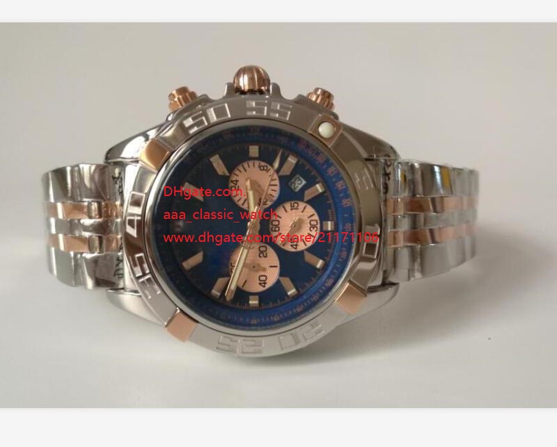 

Factory Supplier Top High quality Wristwatches 47mm rose gold Two Tone Quartz Chronograph Blue Dial Stainless Steel Mens Watch Watches