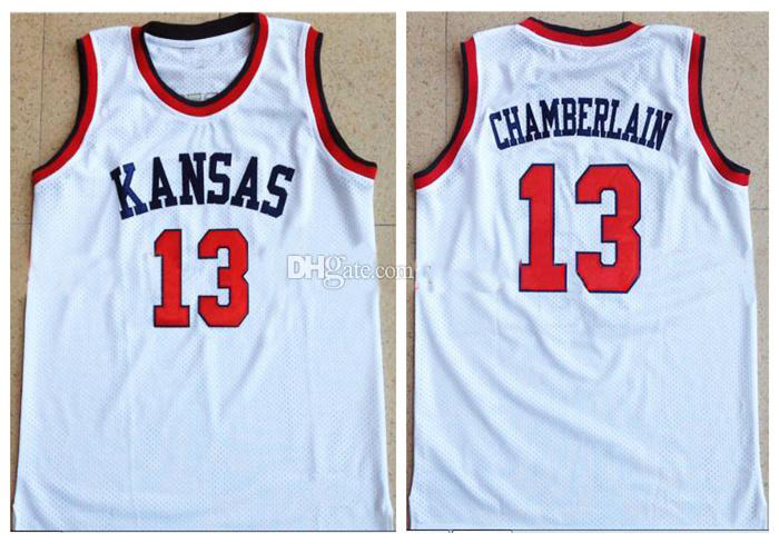 # 13 Wilt Chamberlain Kansas Jayhawks College White Retro Classic Basketball Jersey Mens Stitched Custom Number Name Jerseys