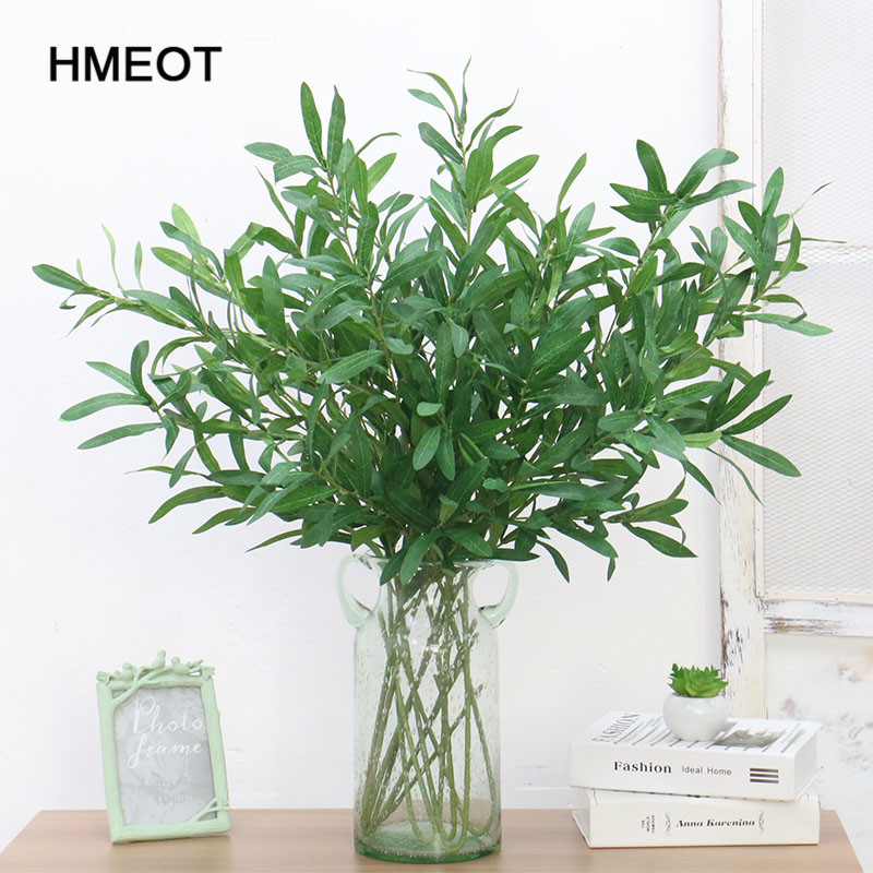 

95CM Artificial Plant Green Olive branch Decor for Home Fake PVC Plants Leaf Vines Flower accessories grass wall lawn decor, Burgundy