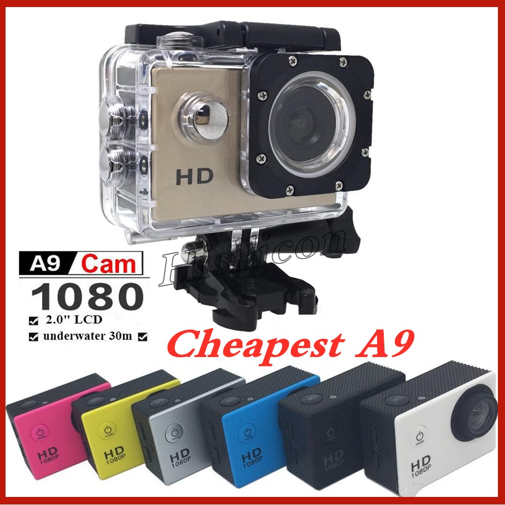 

Factory Price Colorful A9 HD 1080P Waterproof Action Cameras copy Diving 30M 2" 140° View Sports Camera Mini DV DVR Helmet Camcorders