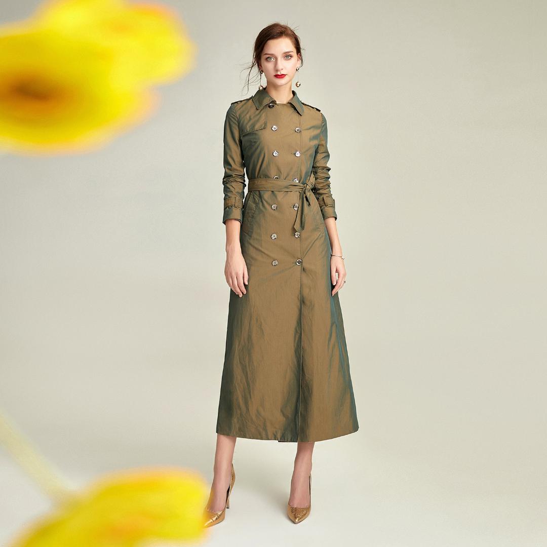 

2019 spring autumn x-long trench coat for women gradient belt fashion temperament loose plus size office lady windbreaker h174, As pic