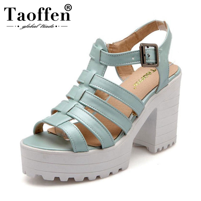 

TAOFFEN Women's Peep Toe Ankle Strap Sandals Block Chunky High Heel Buckle Shoes Women Sandals Platforms Plus Size 34-43 P17861, Black