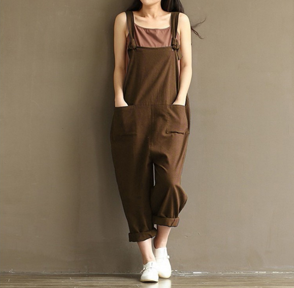 

Cocoa With Embroidery Harlan Elastic Waist Big Yards Long Leisure Trousers, Cacao