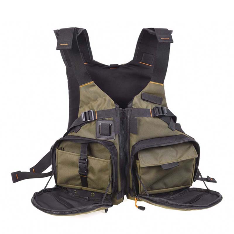 

Multiple Pockets Fishing Life Jacket Floatation Vest Adult Adjustable Buoyancy Aid Swimming Boating Sailing Fishing Vest, Army green type 1