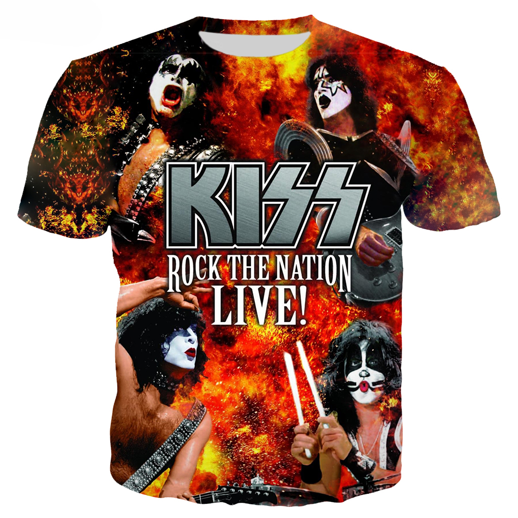 

2020 New Style Heavy Metal Rock KISS Band T-shirt Women Men 3D Print Short Sleeve T-shirts Casual Streetwear Tee Tops S-5XL, T shirt 1