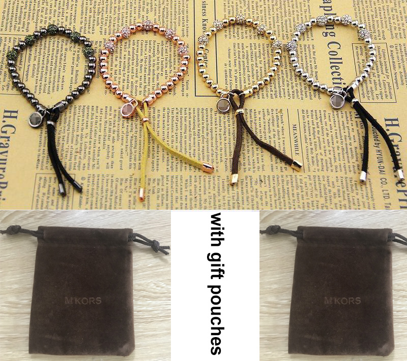 

New York Famous Stylist Bracelets Women Man Beaded Bracelets Gold Silver Rose Gold Tone Beads M Plaque Stretch Bracelet