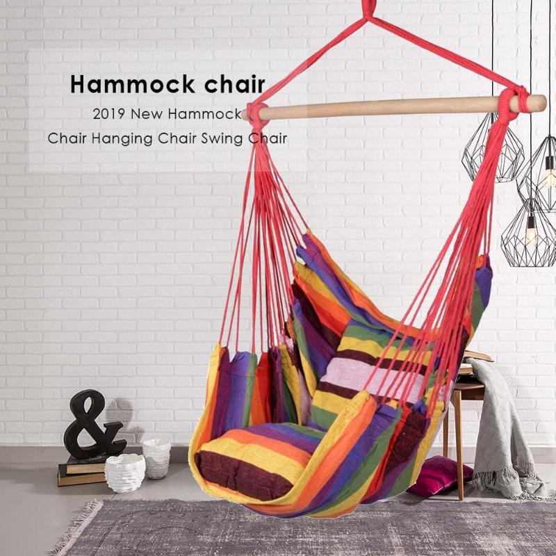 

Garden Hanging Chair Swinging Hammock Hanging Rope Swing Seat With 2Pillow Without Stick For Home Indoor Outdoor Garden Portable