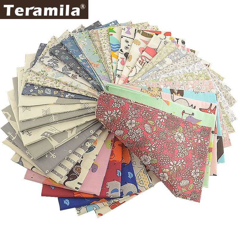 

Teramila New Animal Floral Cartoon Design 100% Cotton Fabric Cloth DIY Home Textile Tissu Fat Quarters 50x160cm Sewing Quilting