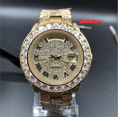 

Golden Diamond Men's Watch Fashion Hot Sale Popular Boutique Watch Double Calendar Men's Automatic Mechanical Watch Free Shipping, Gold