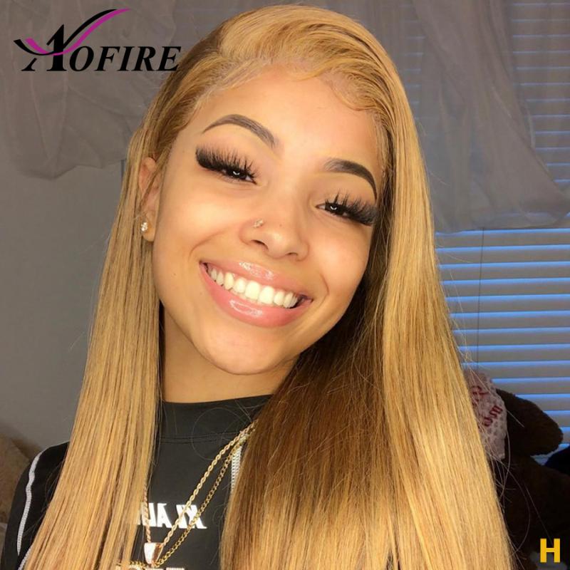 

Honey Blonde Straight Full Lace Wig Human Hair wig Pre Plucked Brazilian Remy For black women With Baby Hair 150 Density, As pic