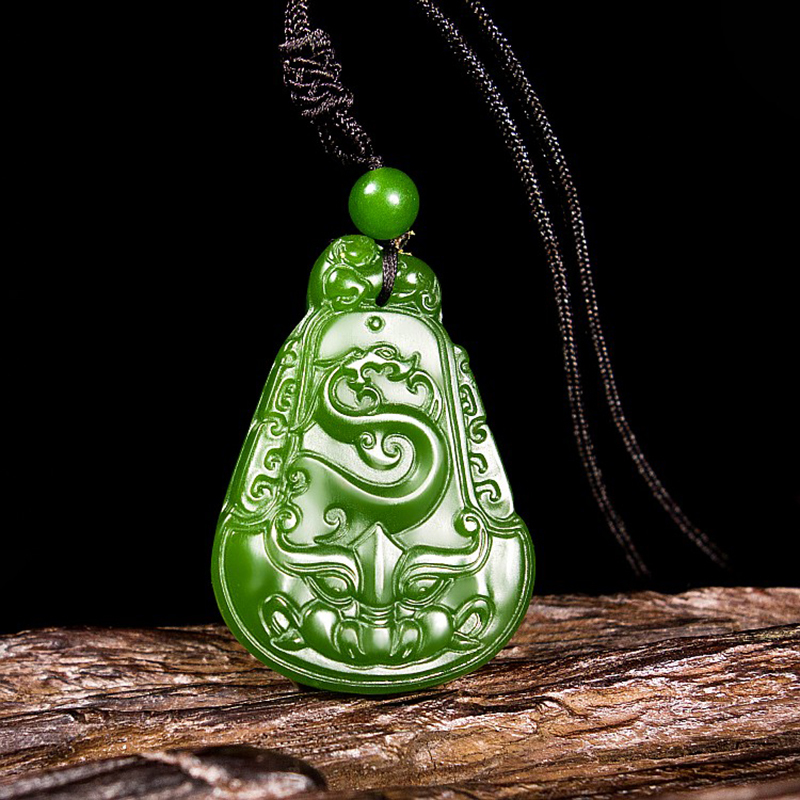 green Jade pendant /"mother child pi yao/" lucky mascot pendants