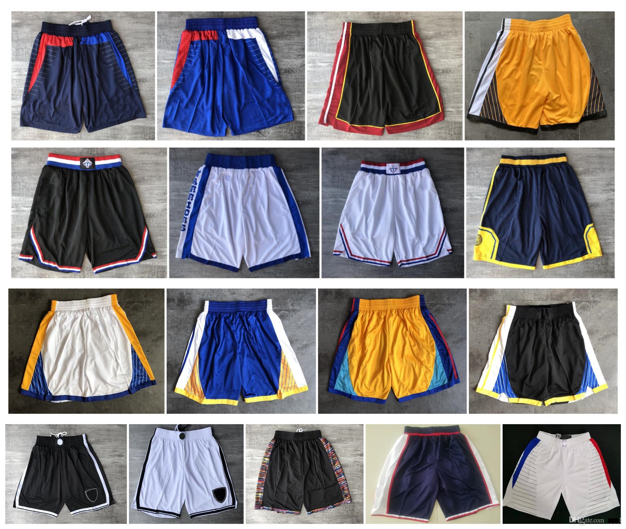 

Top Quality ! 2019 Team Basketball Shorts Men Shorts de basket Sport Shorts College Pants White Blue Red Purple Yellow Black