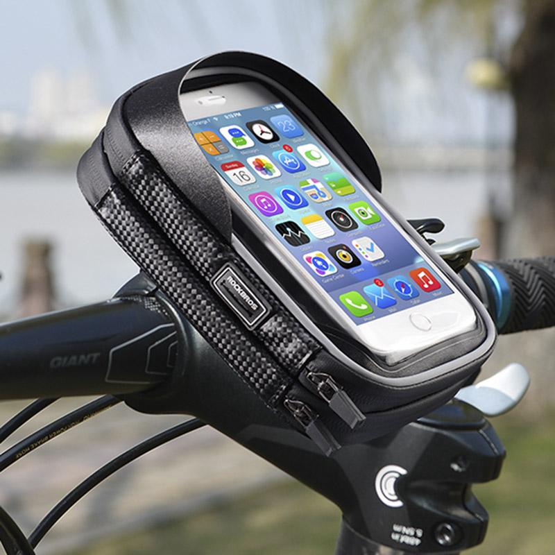

Cycling Bags Motorcycle Mobile Phone Holder Touch Screen Rainproof Cell Phone Screen Protectors Bike Handlebar Bags, Black