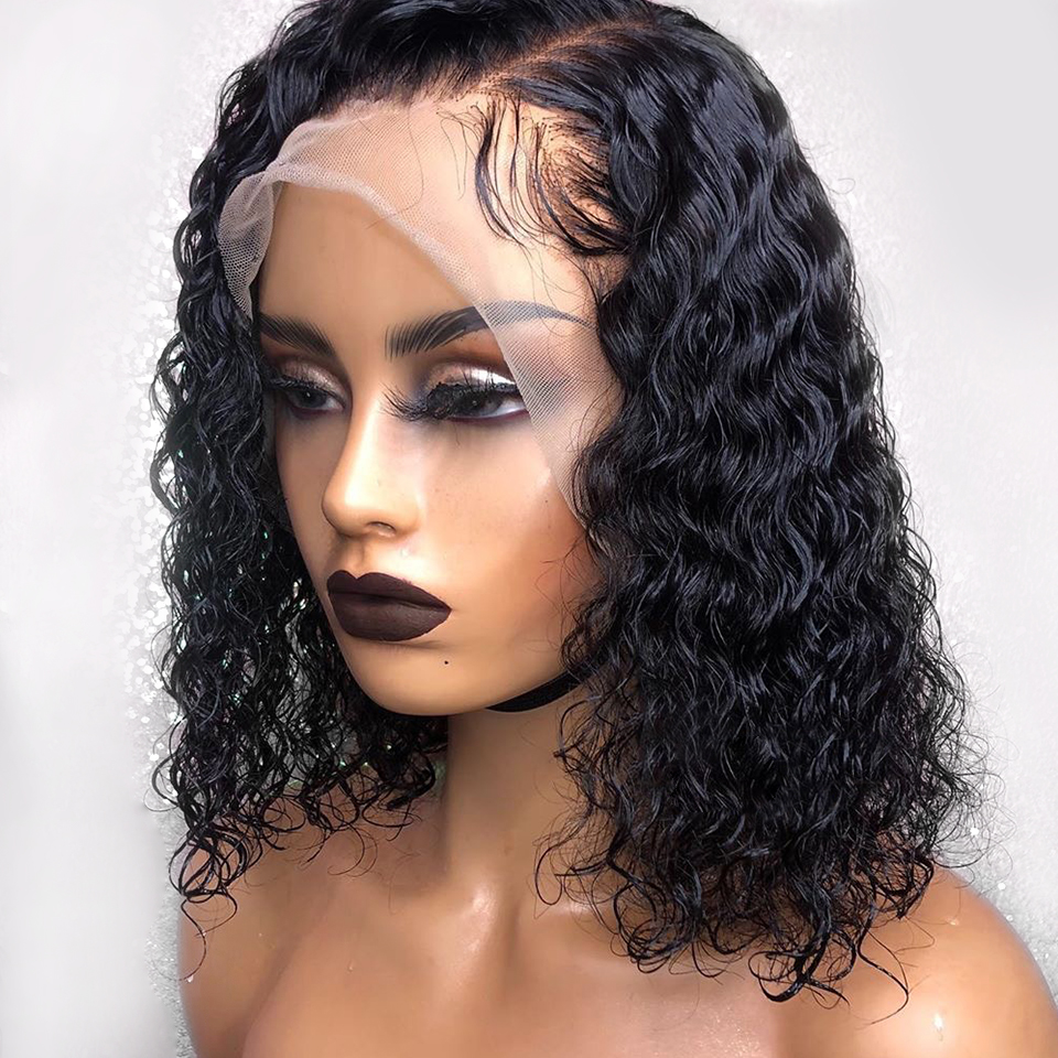 

13x4 Lace Front Human Hair Wigs For Black Women Bob Curly Wig Brazilian Remy Hair Bleached Knots Pre Plucked With Baby Hair new