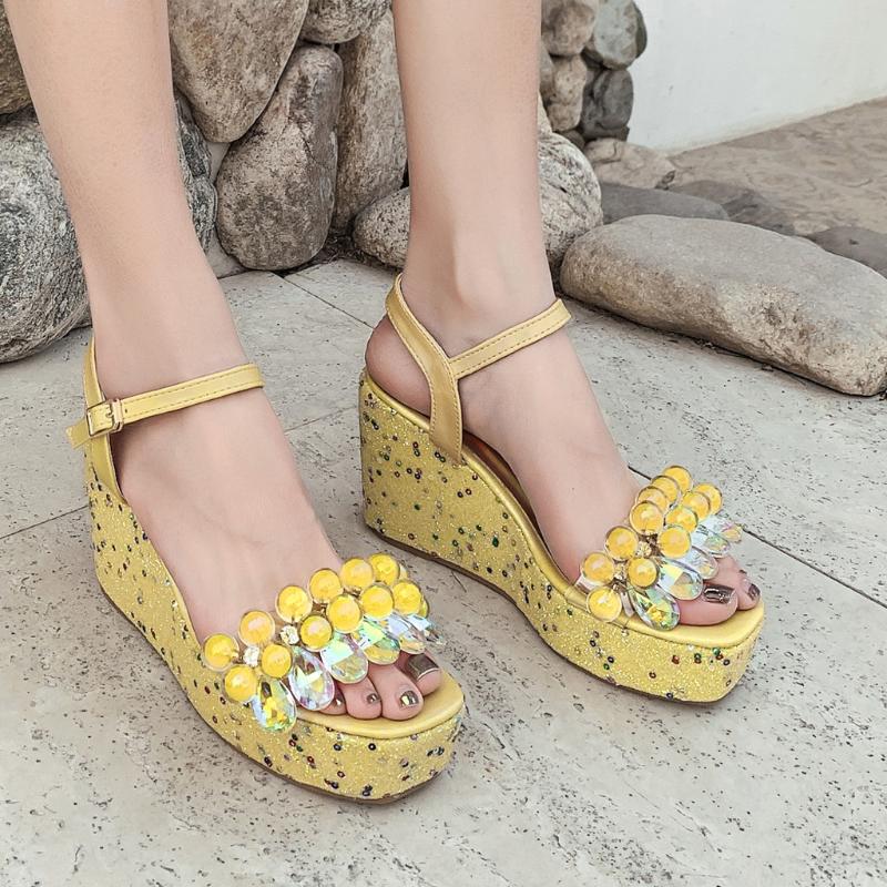 

Plus Size Sweet Girls Sandals Women Summer Beach Holiday Shoes Female Casual Sandal Buckle Strap High Heel Wedges Sexy Sandalias